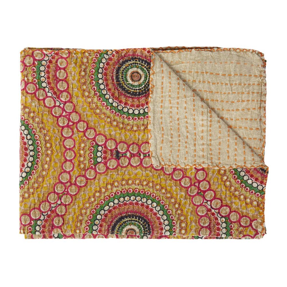 Taj Hotel Home Decor Kantha Cotton Throw | 1-Piece | Multicolor | 50"x70"